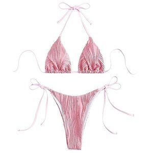 Pink Textured Micro Bikini